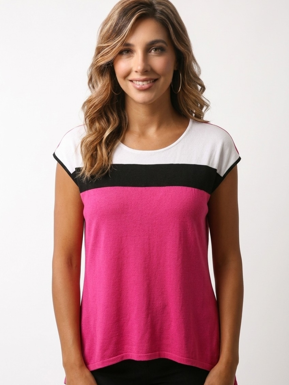 Ricki's Hot Pink Colorblock Tank with White & Black Accents